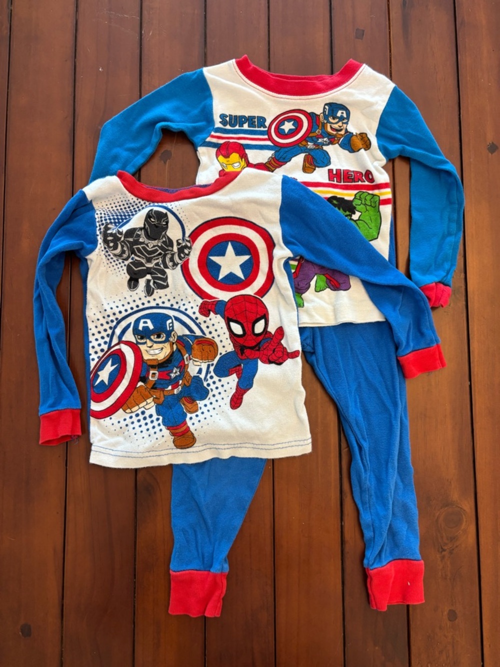 Marvel Kids Superhero Pajama Set - Spider Man, Captain America, Black Panther